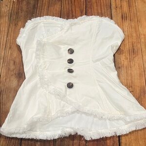 White Strapless Buttoned Top